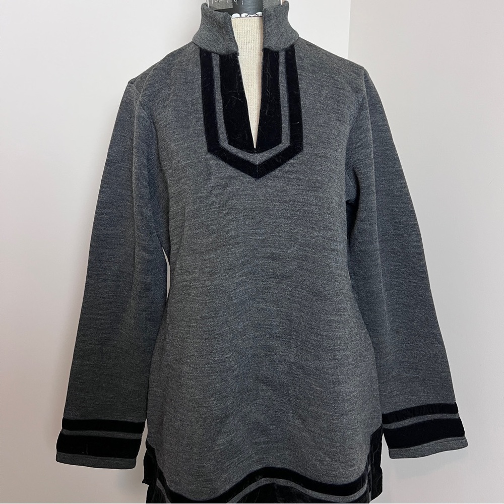 Soft Surroundings Gray Black Long Sleeve Tunic Blouse Top size Small (355) - Picture 4 of 7